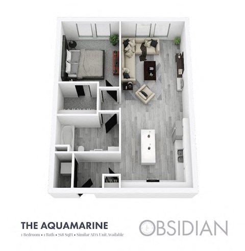 a 1 bedroom floor plan  the objabin 111